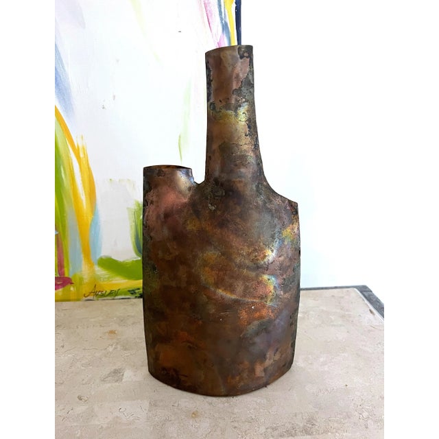 Vintage Brutalist Hand Forged Double Vase For Sale - Image 11 of 11