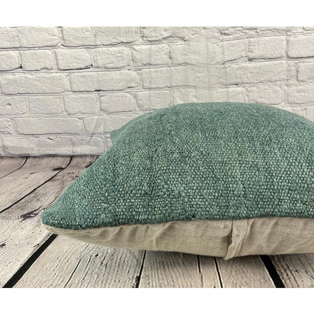 20 x 20 Hemp Pillow Turkish Cushion Natural Green Pillow Cushion Cover For Sale - Image 4 of 4