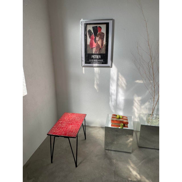 Metal Red Ceramic Coffee Table, 1950s For Sale - Image 7 of 18
