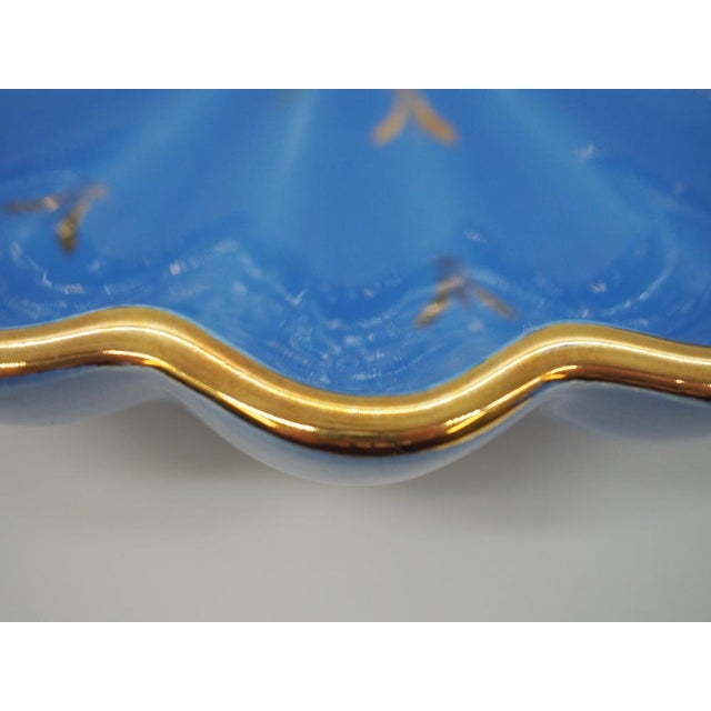 Blue Art Deco Sapphire Glazed Flower Bowl with Fish by Arthur Percy for Upsala Ekeby Gefle, 1930s, Set of 2 For Sale - Image 8 of 15