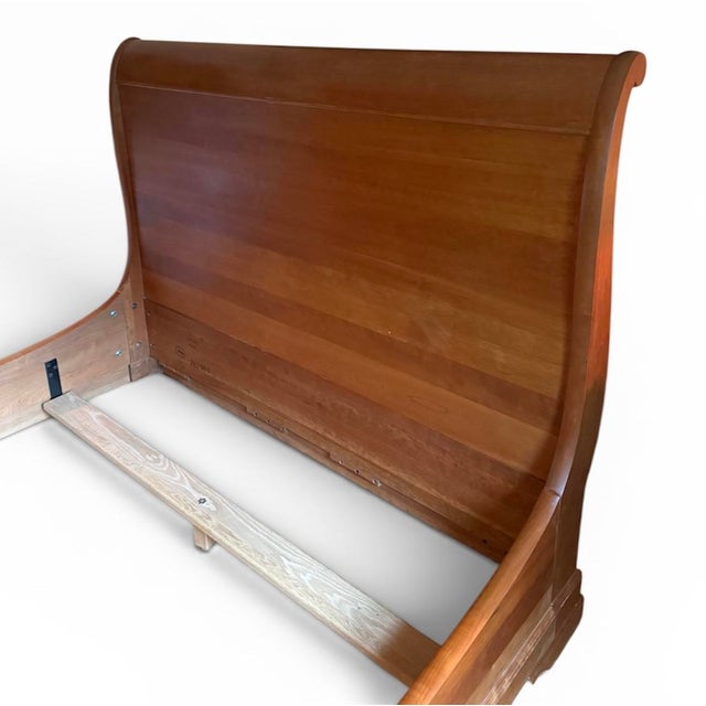 2000 - 2009 Stickley LaRochelle Queen Sleigh Bed; Solid Cherry; Stickley Marking; Discontinued; Highly Collectible For Sale - Image 5 of 15