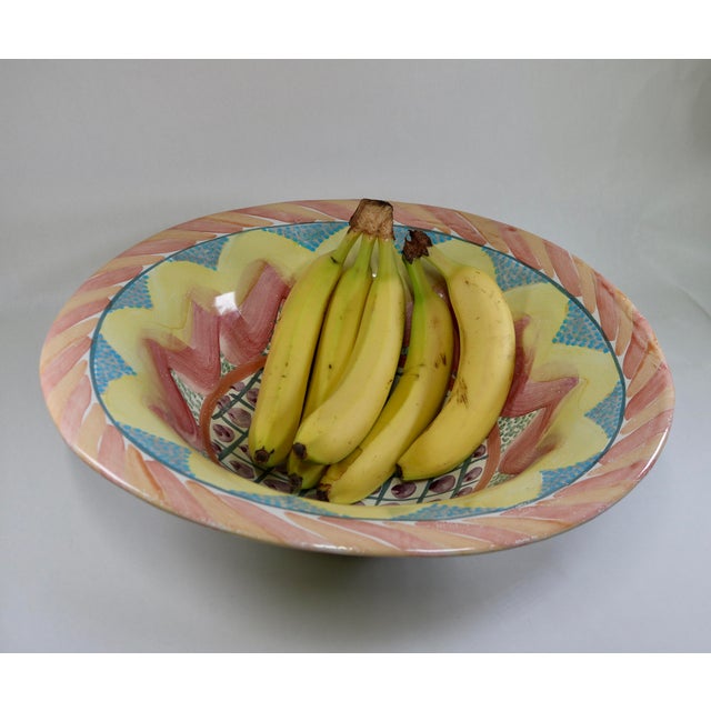 1990s Mackenzie Childs Boho Chic Huge Salad Serving/Centerpiece Bowl in the Keukenhof Pattern For Sale - Image 9 of 9