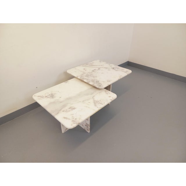 Vintage Nesting Tables in White Marble, 1970s, Set of 2 For Sale - Image 18 of 18