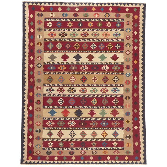 Late 20th Century Vintage Persian Shiraz Tribal Kilim Rug, 09'10 X 12'11 For Sale - Image 10 of 10