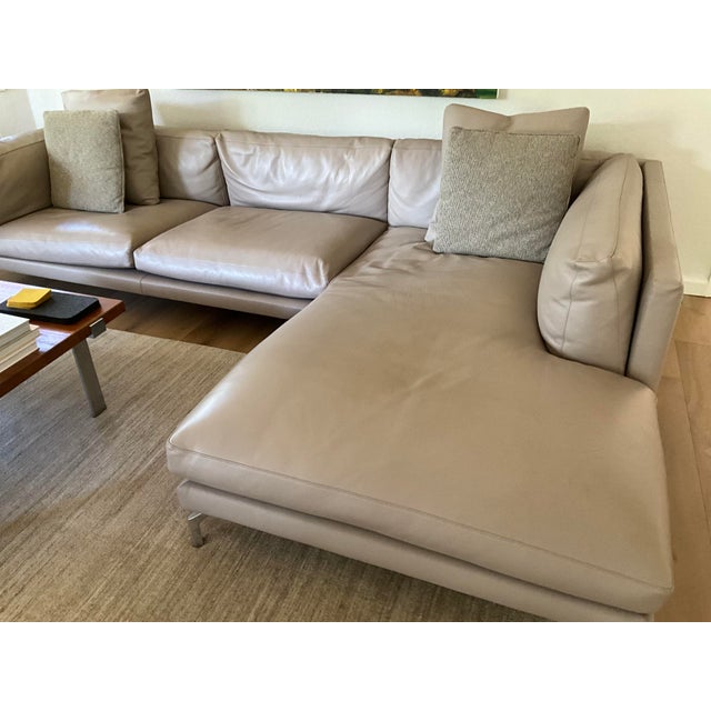 Design Within Reach Como 128.5” Sectional Sofa in Kalahari Grey Leather For Sale - Image 14 of 15
