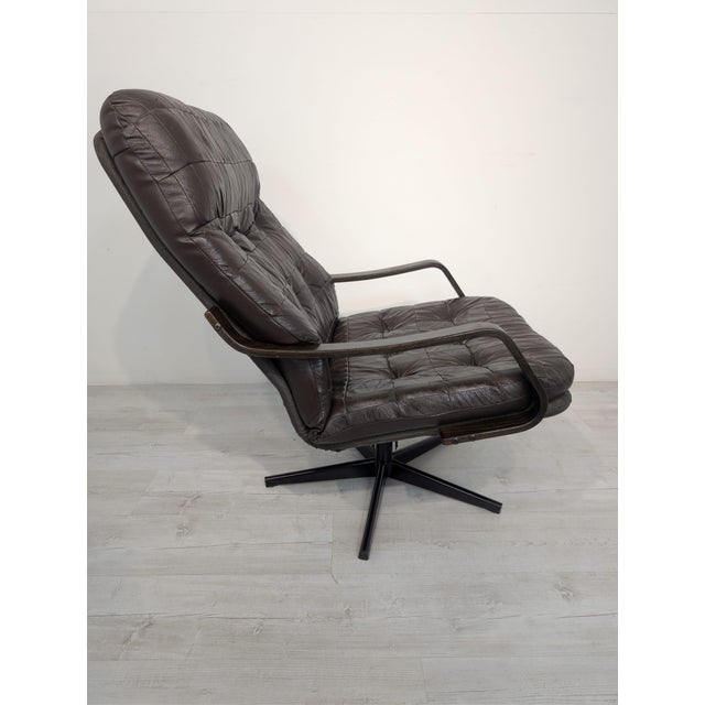 Quilted Leather Armchair, 1970s For Sale - Image 9 of 13