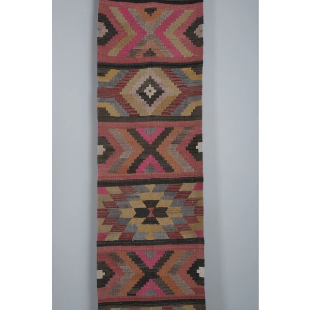 1960s Tribal Flat Woven Turkish Striped Kilim Runner 2'6'' X 20'6'' For Sale - Image 5 of 13