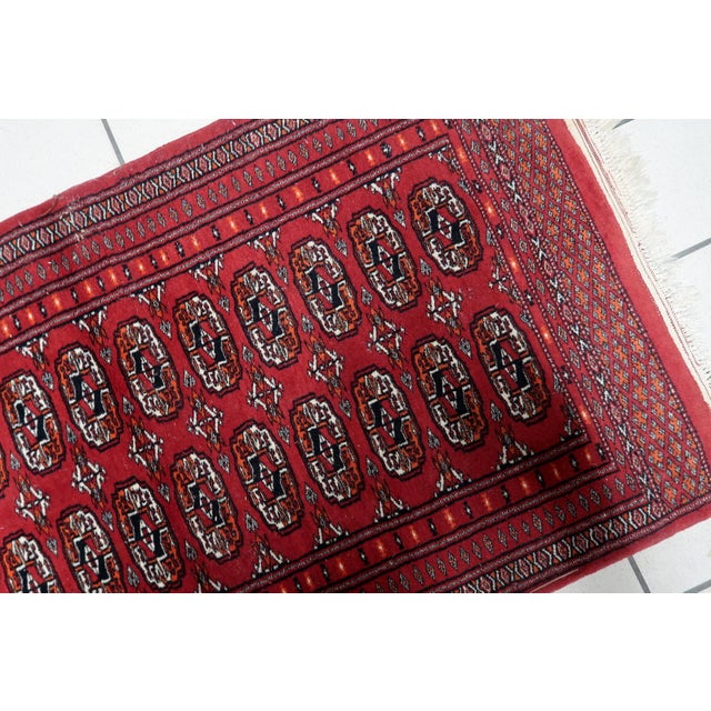 1960s 1960s, Handmade Vintage Uzbek Bukhara Rug 2.8' X 4.1' For Sale - Image 5 of 10