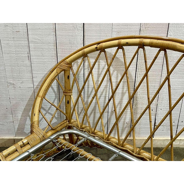 Wood Rattan Bed with Metal Base, 1960s For Sale - Image 7 of 10