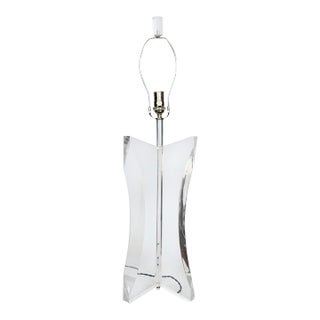1970s Tall Herbert Ritts Astrolite Clear Lucite "Tri Fin" Table Lamp For Sale
