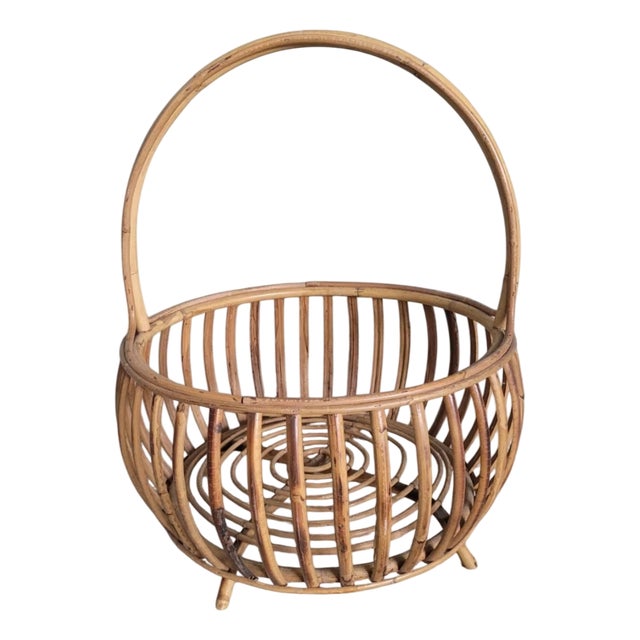 Vintage Wicker Magazine Rack For Sale
