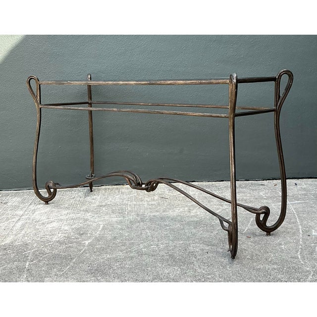 Vintage Art Nouveau Forged Metal Console Table For Sale - Image 10 of 12