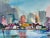 Impressionist Vintage California Watercolor Painting San Diego Cityscape Bay View For Sale - Image 3 of 7