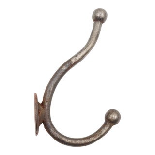 Vintage Steel Double Arm Wall Hook For Sale