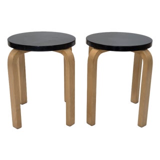 E60 Stools by Alvar Aalto for Artek, Finland, 1960s, Set of 2 For Sale