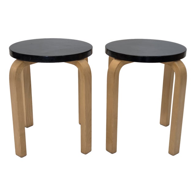 E60 Stools by Alvar Aalto for Artek, Finland, 1960s, Set of 2 For Sale