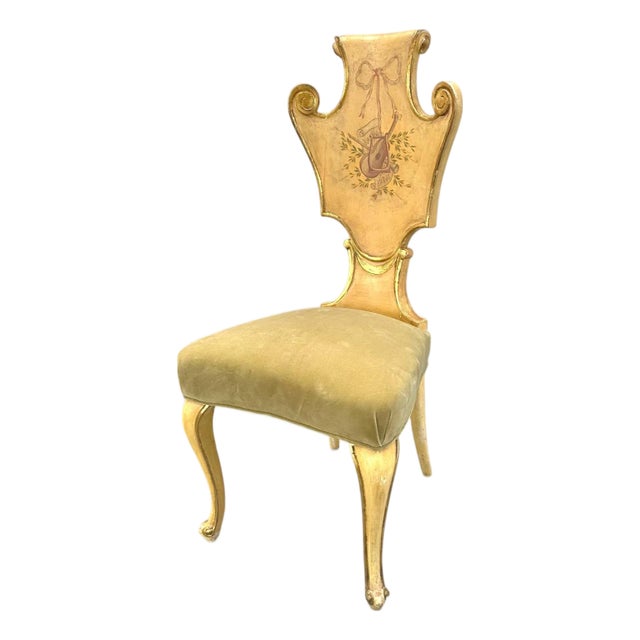 Venetian Rococo Style Painted and Gilded Side Chair For Sale