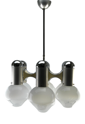 Chrome and Opaline Glass Globes Chandelier from Sciolari