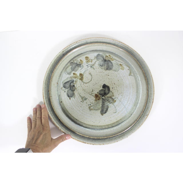 Rustic European Vintage Large Studio Pottery Platter For Sale - Image 3 of 9