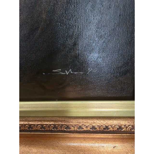 Wood Late 20th Century Large "Which Do You Love Best?" Style Oil Painting in Giltwood Frame For Sale - Image 7 of 8