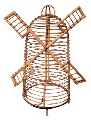 Vintage Bamboo Windmill Flower Display Stand, Italy, 1970s