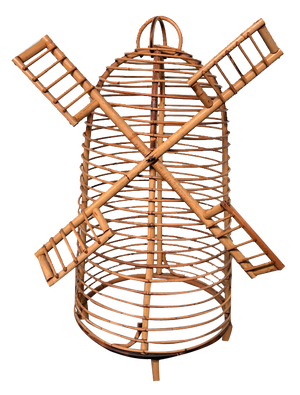Vintage Bamboo Windmill Flower Display Stand, Italy, 1970s