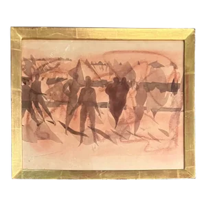 1950’s Original Abstract Expressionist Watercolor Painting “Dancers in Tune With the Mountains”
