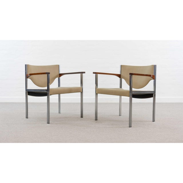 Beautiful pair of armchairs designed by Team Form AG for Lübke in the 1960s. An armchair marked with a sticker on the...