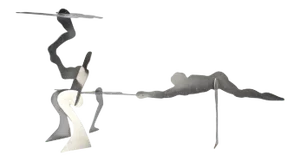 William King Midcentury Modernist Aluminum Puzzle Sculptures of Acrobats - A Pair
