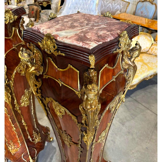 Rococo Style Pedestal Column, Marble Topped - Set of 2 For Sale In Miami - Image 6 of 12
