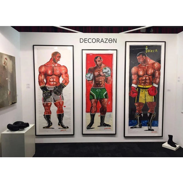Theogene, Lifesize Boxer Painting, Oil on Paper, 2015 For Sale - Image 3 of 4