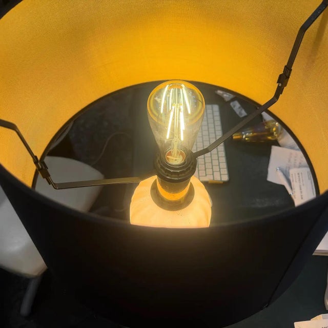 Two 1980s Yellow and Gold Murano Glass Table Lamps by Signoretti Murano Italy For Sale - Image 6 of 16