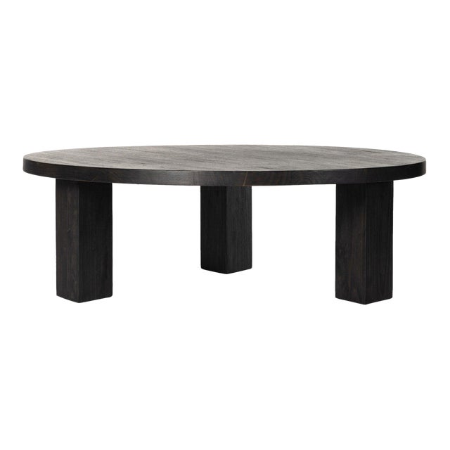 Four Hands Mesa Round Coffee Table - Ebony Parawood 48" For Sale