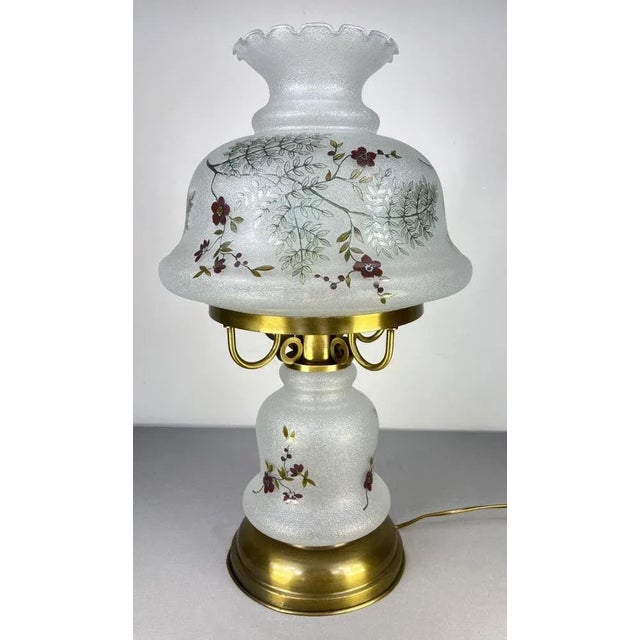 Vintage Spring Milk Glass Floral Table Lamp For Sale - Image 15 of 15