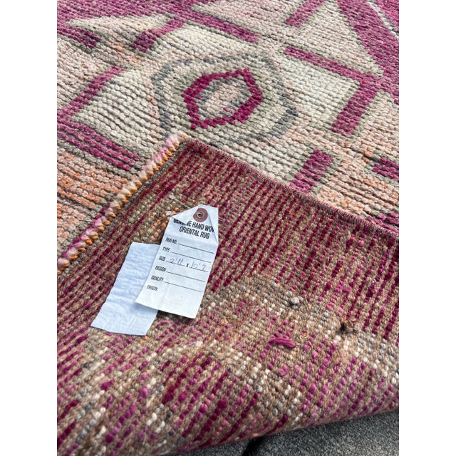 Vintage Handmade Magenta & Mint Color Oushak Rug For Sale - Image 4 of 4