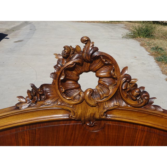 Antique Louis XV Style Walnut Bed, 1890s For Sale - Image 9 of 18