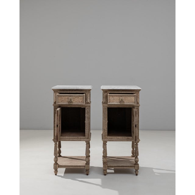 1890s French Louis XVI Bedside Tables With Marble Tops - A Pair For Sale - Image 4 of 18