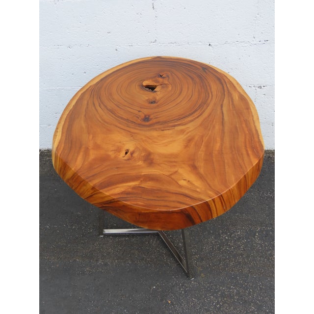 Rustic Natural Live Edge Wood Tree Slice Side Small End Coffee Table 6890 For Sale - Image 17 of 17