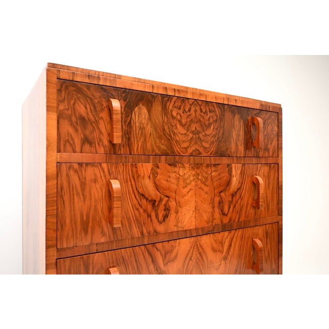 Art Deco Figured Walnut Chest of Drawers, 1930s For Sale - Image 9 of 11