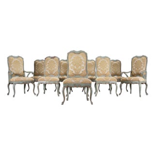 Set of Ten Minton-Spidell Country French Painted Dining Chairs For Sale