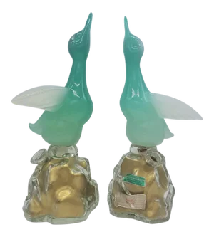 1960s Archimede Seguso Alabastro Murano Glass Bottles-a Pair