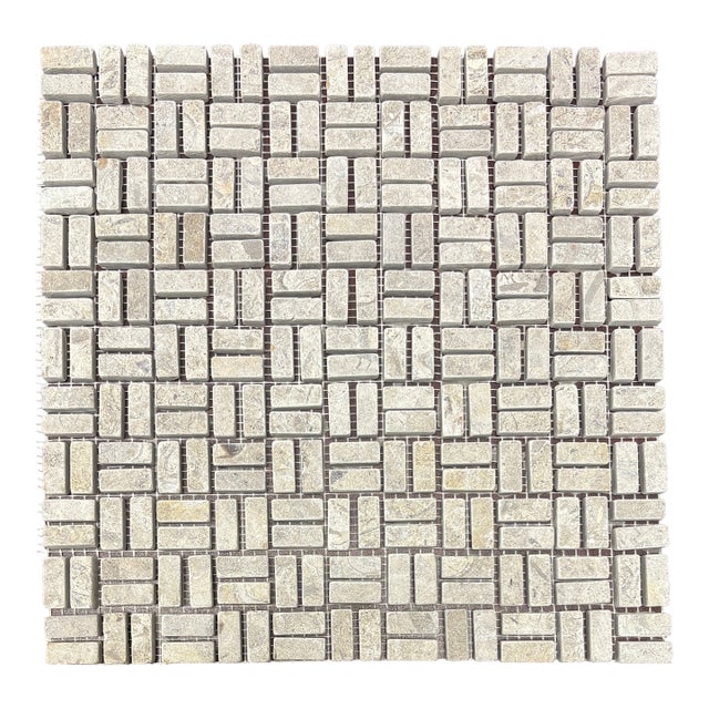 Café Brissac Limestone Honed Paolo Basketweave Mosaic For Sale