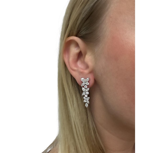 Metal Tiffany & Co. Victoria Diamond Mixed Cluster Drop Earrings, A Pair For Sale - Image 7 of 7