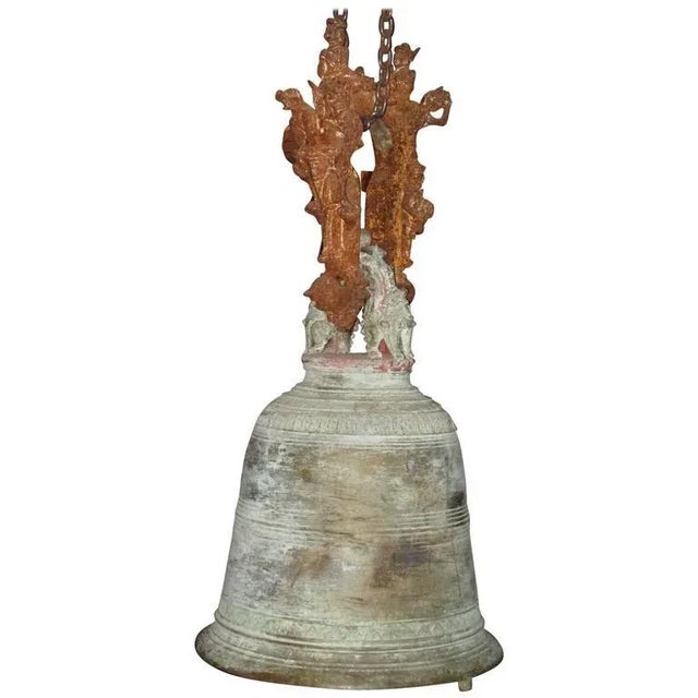 19th Century Vintage Monumental Thai Bronze and Iron Temple Bell For Sale - Image 11 of 11