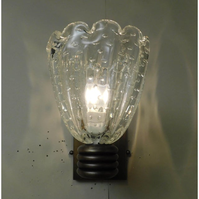 Bronze 1950s Murano Bollicine Cups Sconces, a Pair For Sale - Image 8 of 10