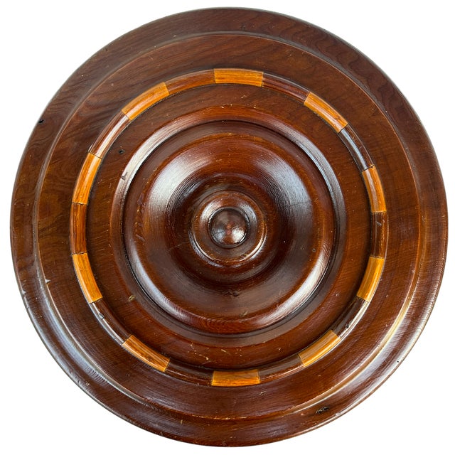1930s Large 1930s Handmade Parquetry Marquetry Wooden Round Arts and Crafts Style Lidded Box For Sale - Image 5 of 7