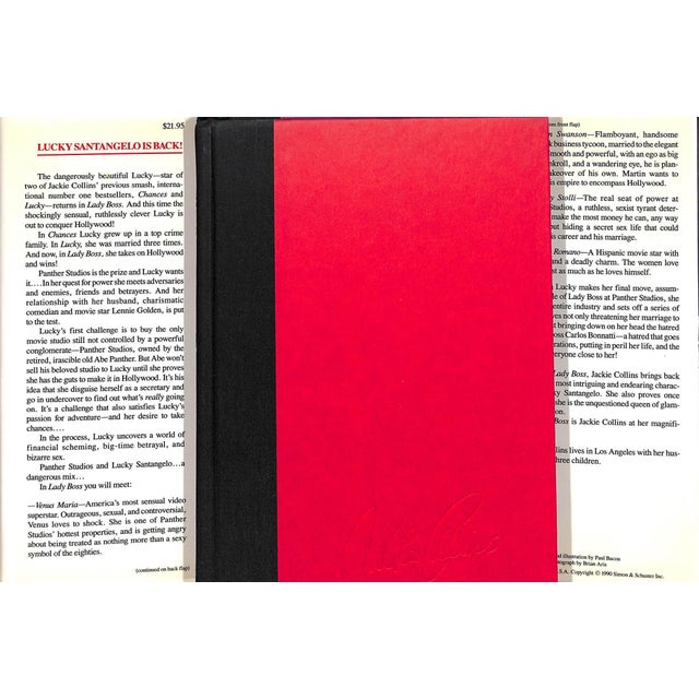 COLLINS, Jackie [608] pp. Simon and Schuster 1990 First Edition 9 1/2" x 6 1/2" Warmly inscribed to Ed- the great fairfoot...