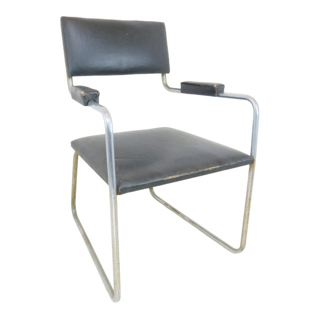 1930s Machine Age Art Deco Chrome Cantilevered Armchair Attributed to Gilbert Rohde For Sale