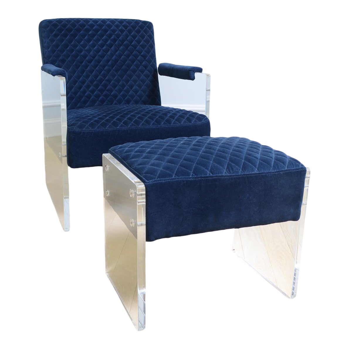 Pasargad Home Tribecca Collection Acrylic And Velvet Accent Chair Chairish