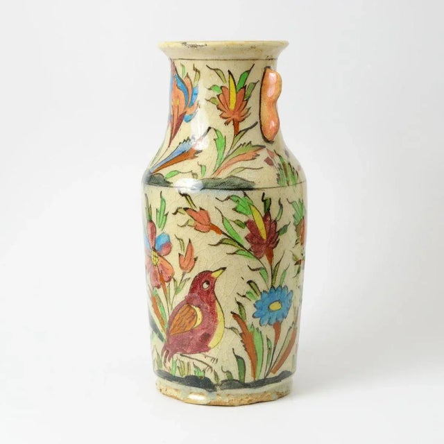 Antique Middle Eastern Qajar Dynasty Pottery Vase For Sale - Image 10 of 12